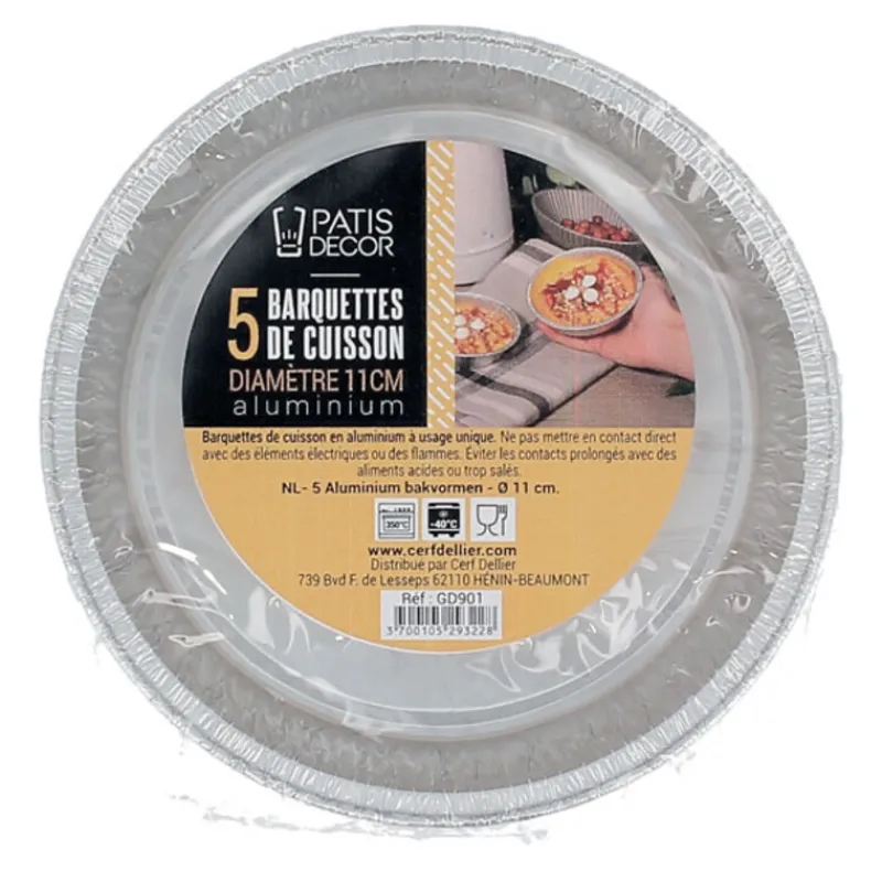 Cerf Dellier 5 Barquettes de cuisson alu 11 cm