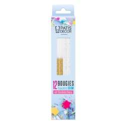 Cerf Dellier 12 bougies bicolores dorées hautes 13 cm