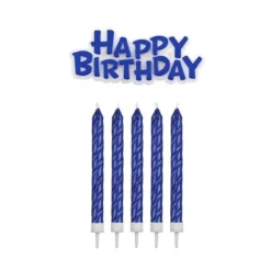 Cerf Dellier 16 Bougies bleues + Happy Birthday