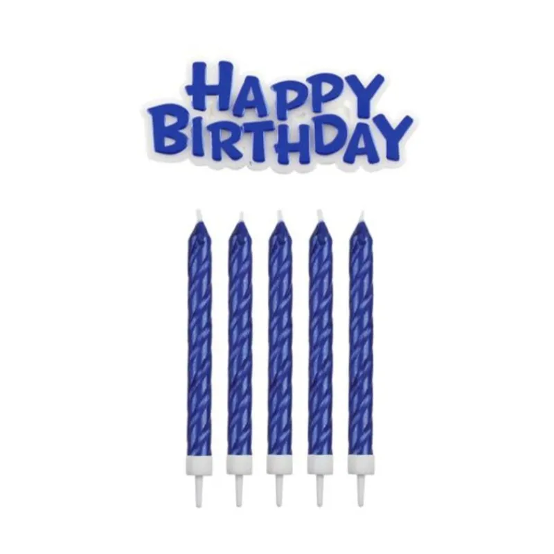 Cerf Dellier 16 Bougies bleues + Happy Birthday