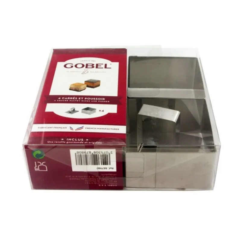 Cerf Dellier 4 carrés à pâtisserie + poussoir H 4 cm