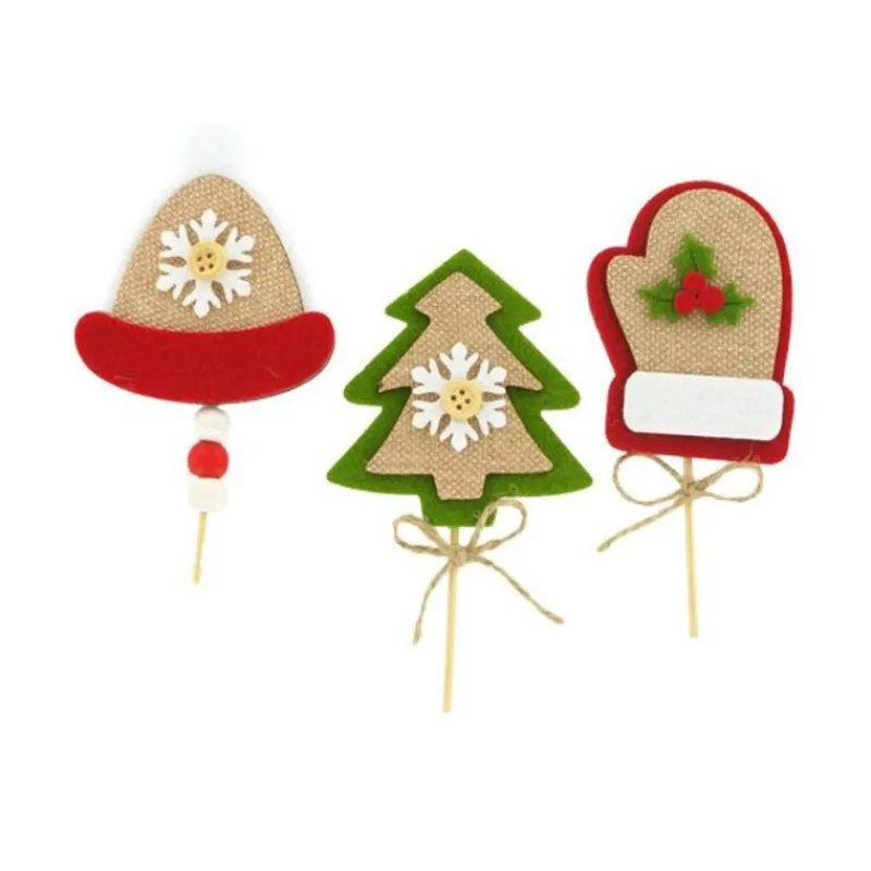 Cerf Dellier 3 décors de Noël assortis en feutrine thème 3