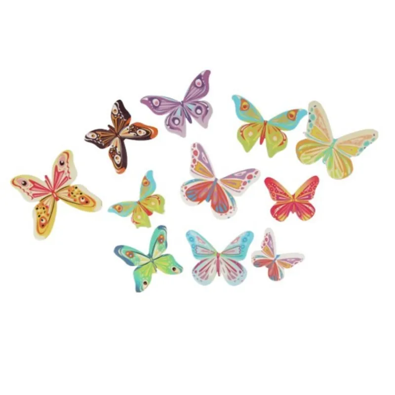 Cerf Dellier 17 Papillons 3D comestibles en azyme assortis