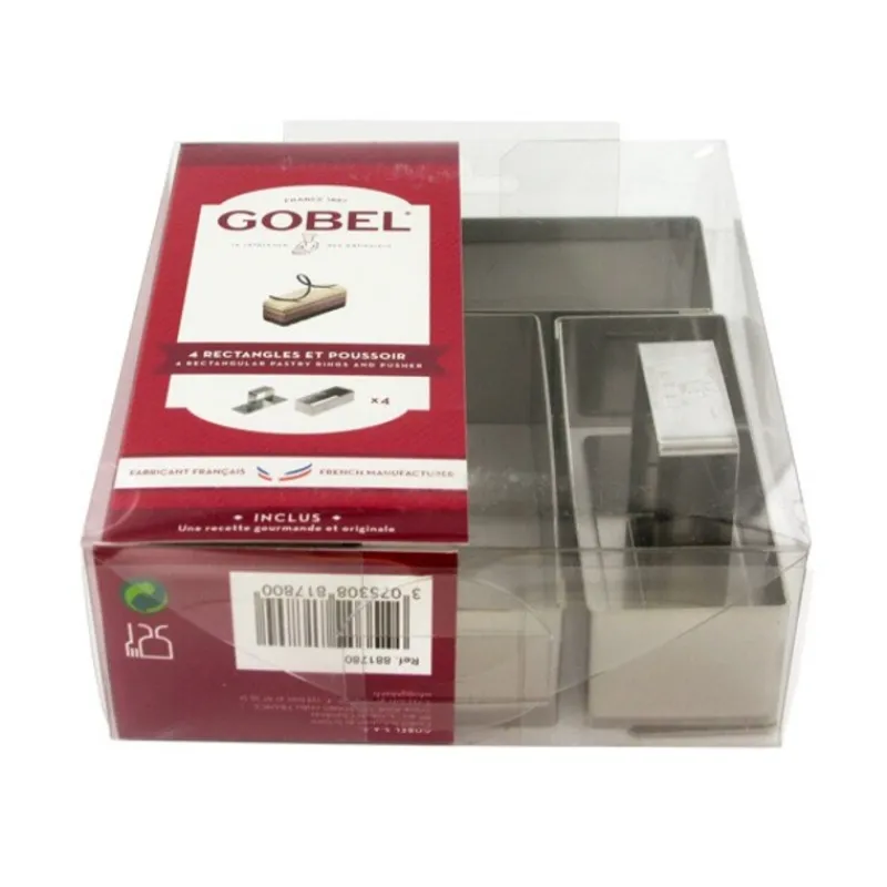 Cerf Dellier 4 rectangles à pâtisserie + poussoir H 3 cm