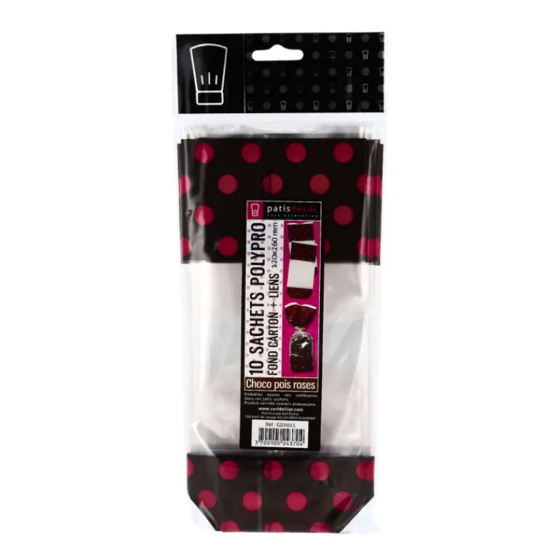 Cerf Dellier 10 sachets FC + liens chocolat/rose 12 x 26 cm