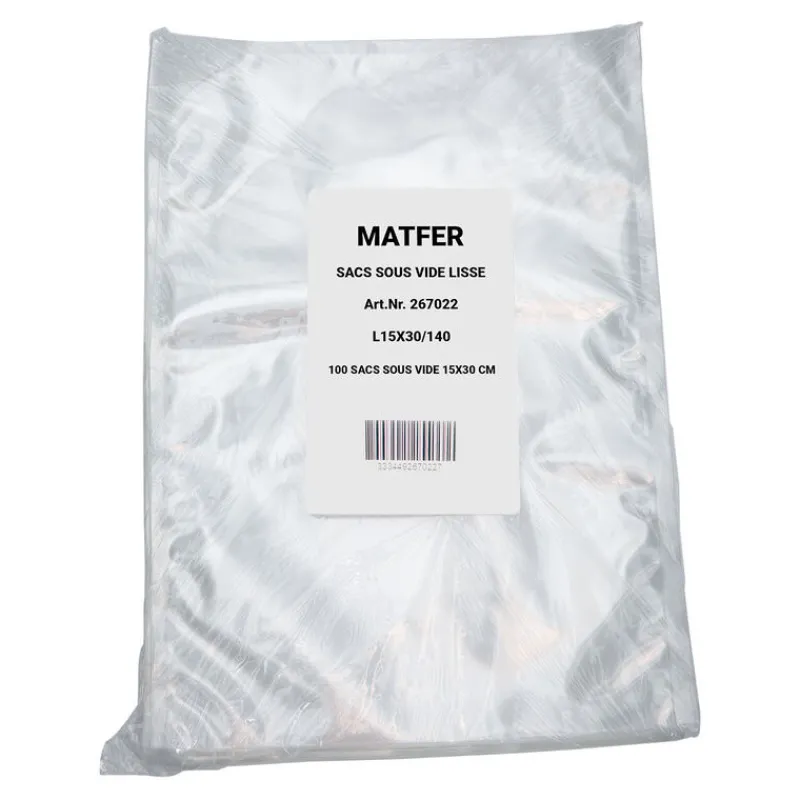 Cerf Dellier 100 sacs sous vide lisse 140 microns 15 x 30 cm