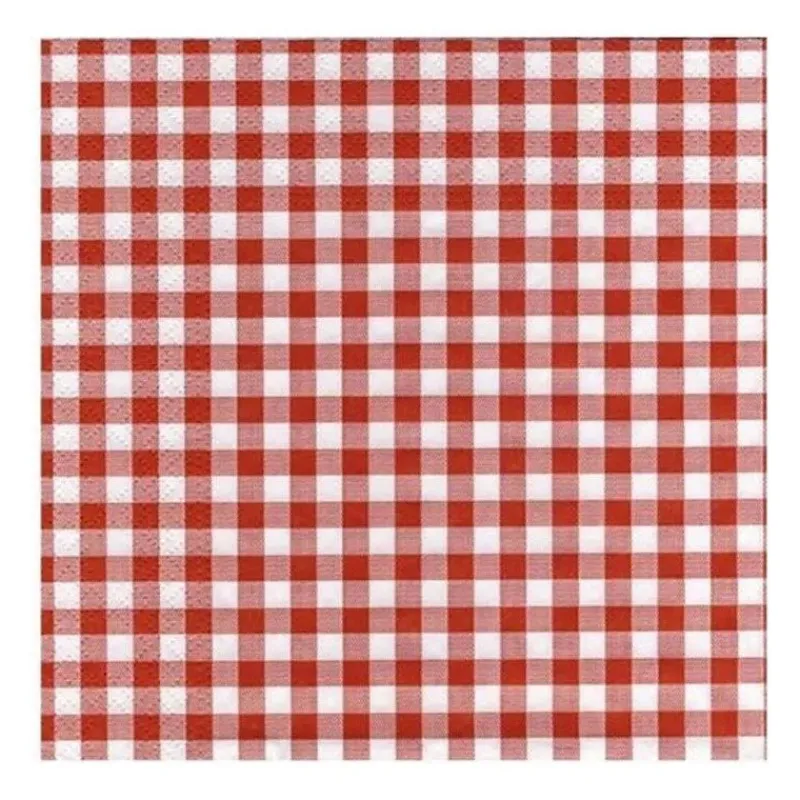Cerf Dellier 50 Serviettes de table vichy rouge