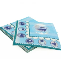 Cerf Dellier 20 Serviettes en papier baptème bleu Patisdecor