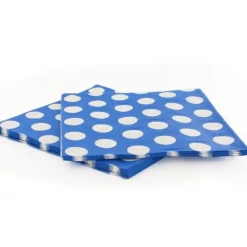 Cerf Dellier 20 Serviettes papier bleu pois blanc Patisdecor