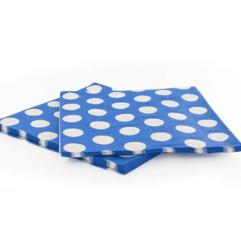 Cerf Dellier 20 Serviettes papier bleu pois blanc Patisdecor