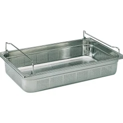 Cerf Dellier Bac gastronorme perforé inox - avec anses panier - GN 1/1 profondeur 20 cm