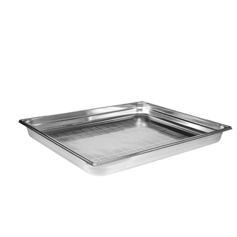 Cerf Dellier Bac gastronorme perforé inox - sans anse - GN 2/1 profondeur 6,5 cm