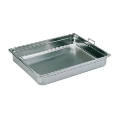 Cerf Dellier Bac gastronorme plein inox - avec anses escamotables - GN 2/1 profondeur 15 cm