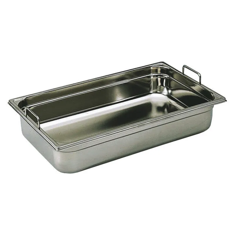 Cerf Dellier Bac gastronorme plein inox - avec anses escamotables - GN 1/1 profondeur 5,5 cm