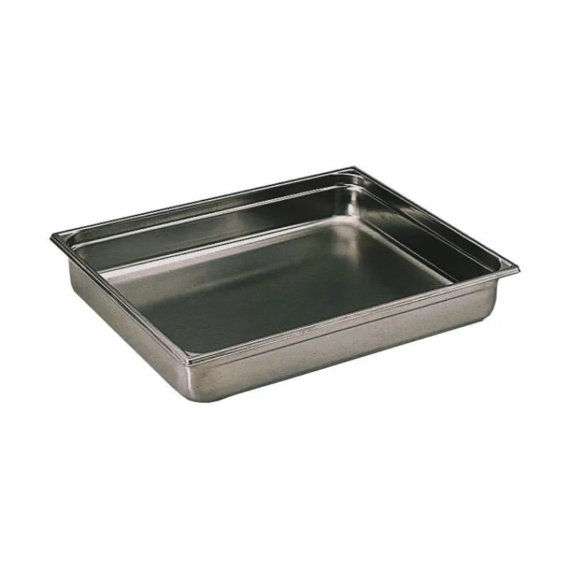 Cerf Dellier Bac gastronorme plein inox - sans anse - GN 2/1 profondeur 6,5 cm