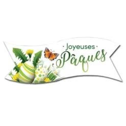 Cerf Dellier Banderoles azyme vertes Joyeuses Pâques (x24)