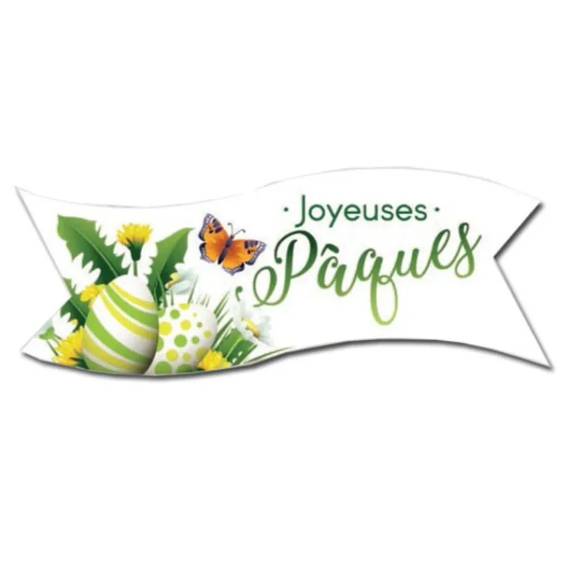 Cerf Dellier Banderoles azyme vertes Joyeuses Pâques (x24)