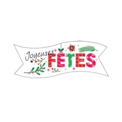 Cerf Dellier Banderoles blanches Joyeuses Fêtes azyme (x24)