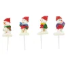 Cerf Dellier Bonshommes de neige Noël assortis sur pique (x4)