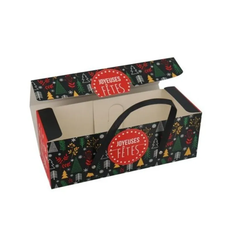 Cerf Dellier Boîte à bûche à poignées décor scandinave 25 x 11 x 11 cm
