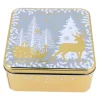 Cerf Dellier Boîte à biscuits de Noël dorée en métal