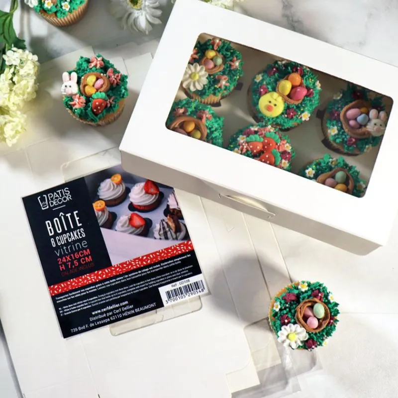 Cerf Dellier Boîte cupcakes blanche rectangulaire 32,5 x 25 x 9 cm