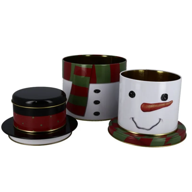 Cerf Dellier Boîtes à biscuits de Noël Set de 3 à empiler Bonhomme de neige