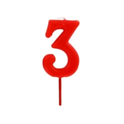 Cerf Dellier Bougie anniversaire chiffre 3 Rouge