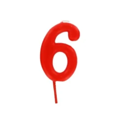 Cerf Dellier Bougie anniversaire chiffre 6 Rouge