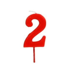 Cerf Dellier Bougie anniversaire chiffre 2 Rouge