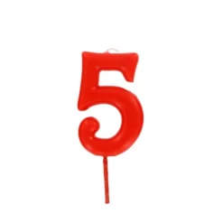Cerf Dellier Bougie anniversaire chiffre 5 Rouge
