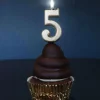 Cerf Dellier Bougie anniversaire dorée chiffre 5