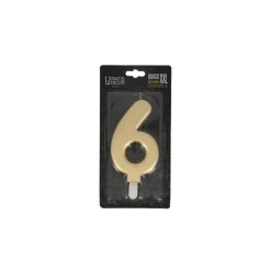 Cerf Dellier Bougie anniversaire dorée XXL chiffre 6