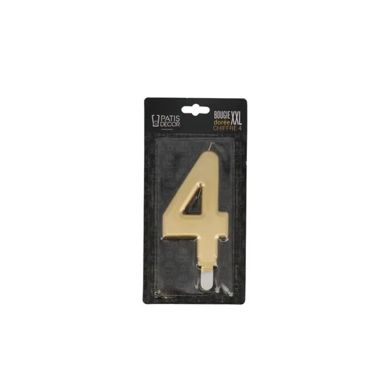 Cerf Dellier Bougie anniversaire dorée XXL chiffre 4