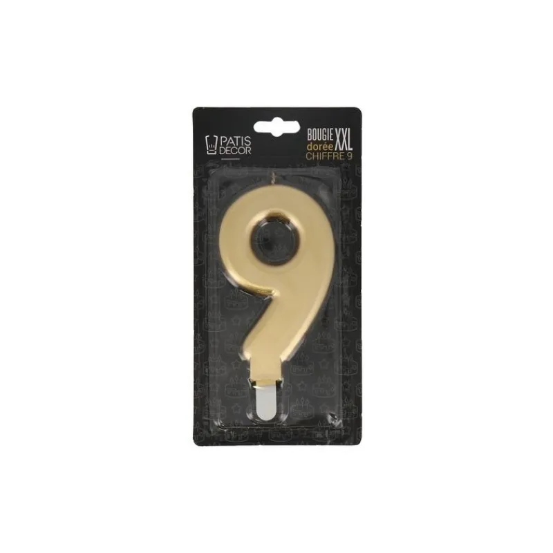 Cerf Dellier Bougie anniversaire dorée XXL chiffre 9