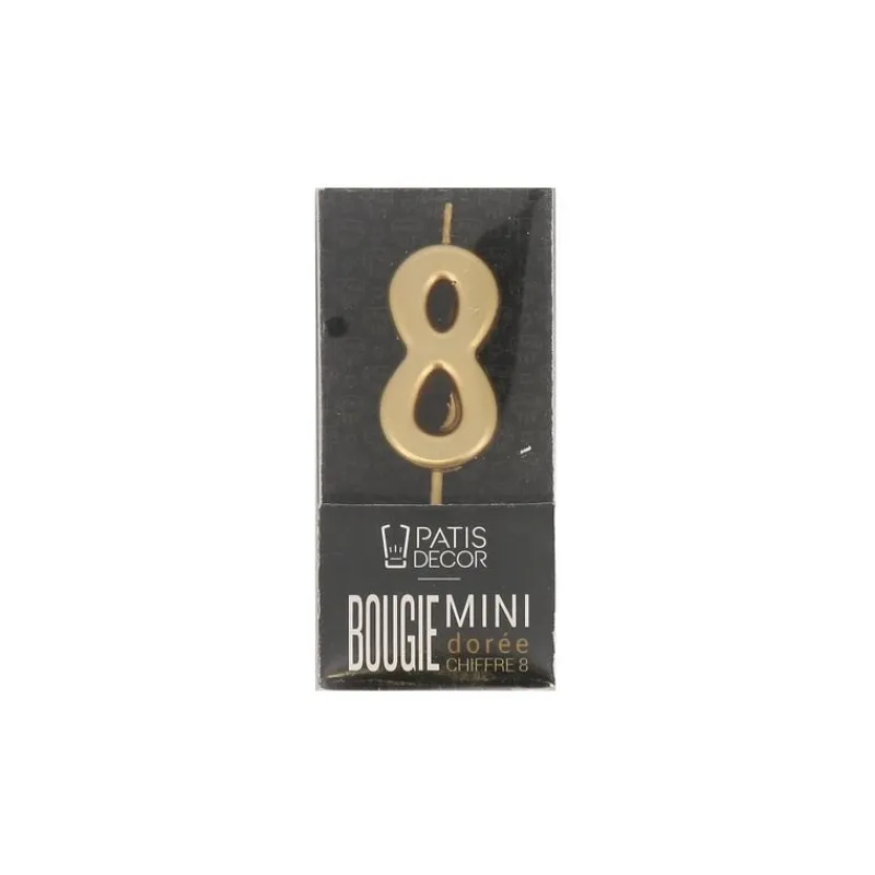 Cerf Dellier Bougie anniversaire dorée chiffre 8