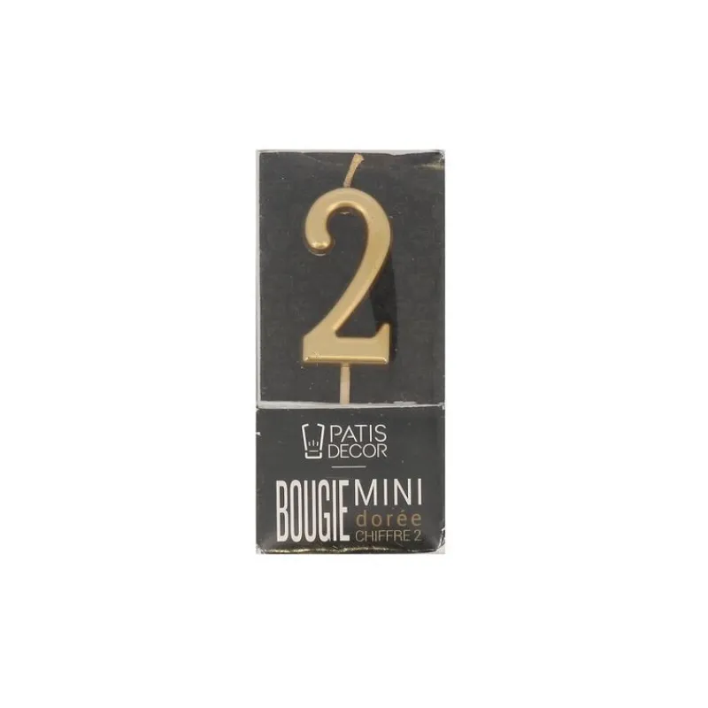 Cerf Dellier Bougie anniversaire dorée chiffre 2