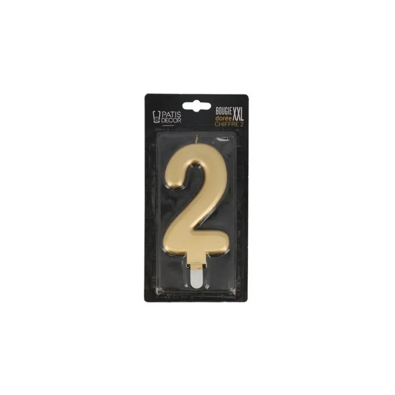 Cerf Dellier Bougie anniversaire dorée XXL chiffre 2