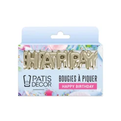 Cerf Dellier Bougies à piquer "Happy Birthday" dorées