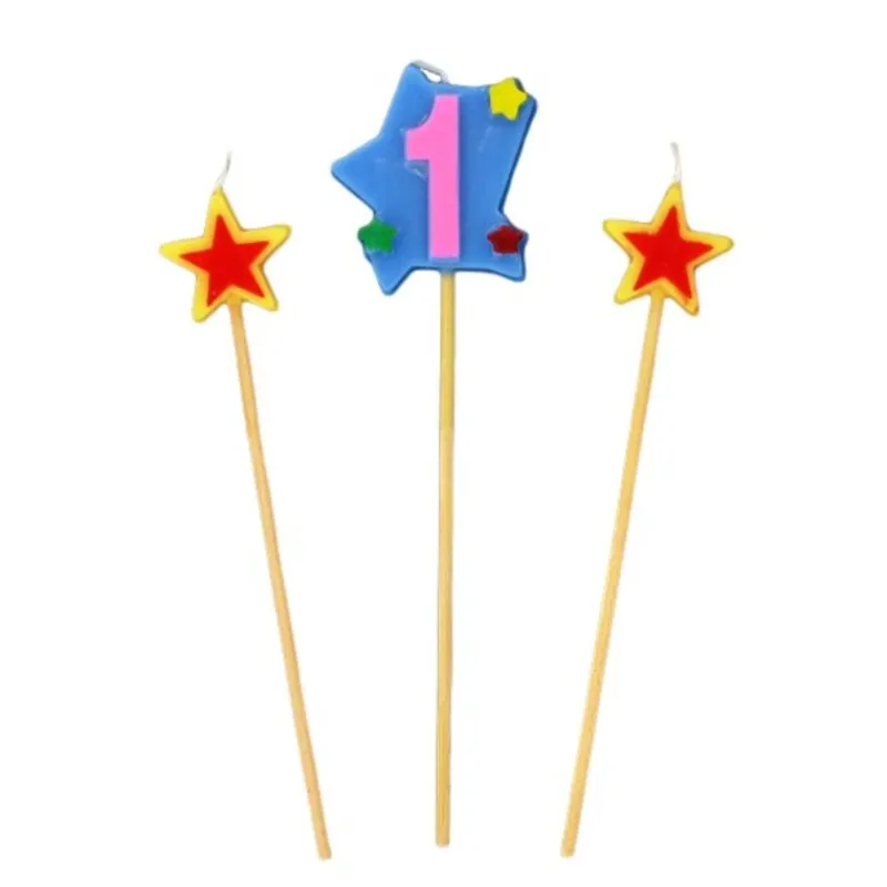 Cerf Dellier Bougies chiffre 1 et étoiles sur piques