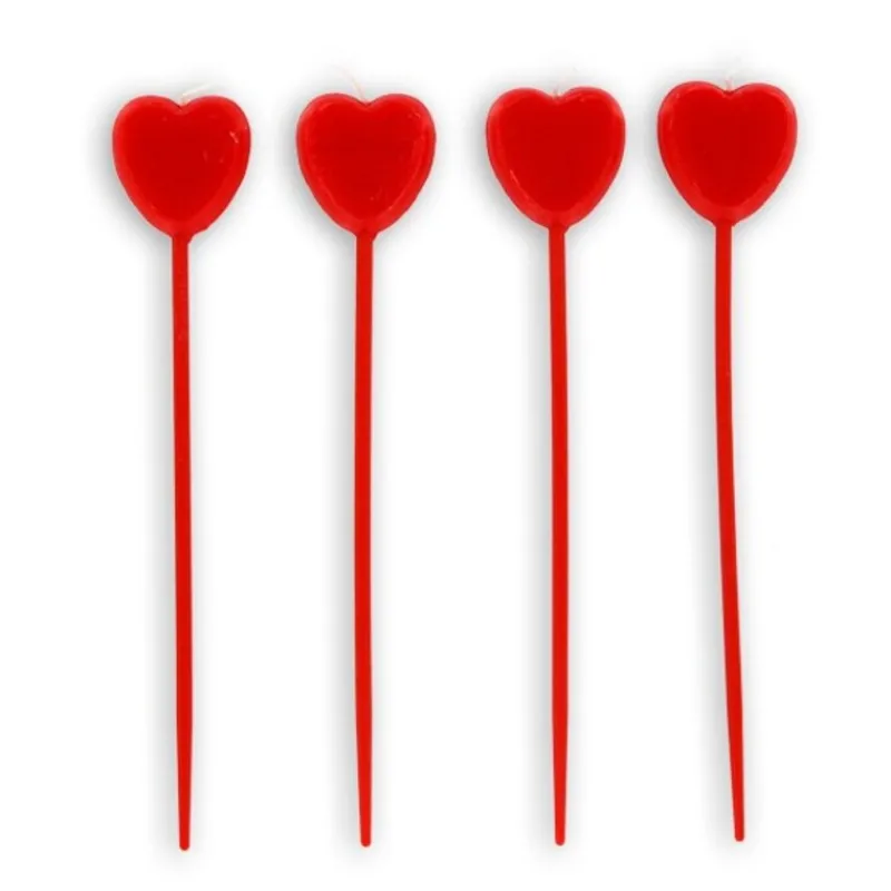 Cerf Dellier Bougies cœurs rouges sur pique haute (x 4)