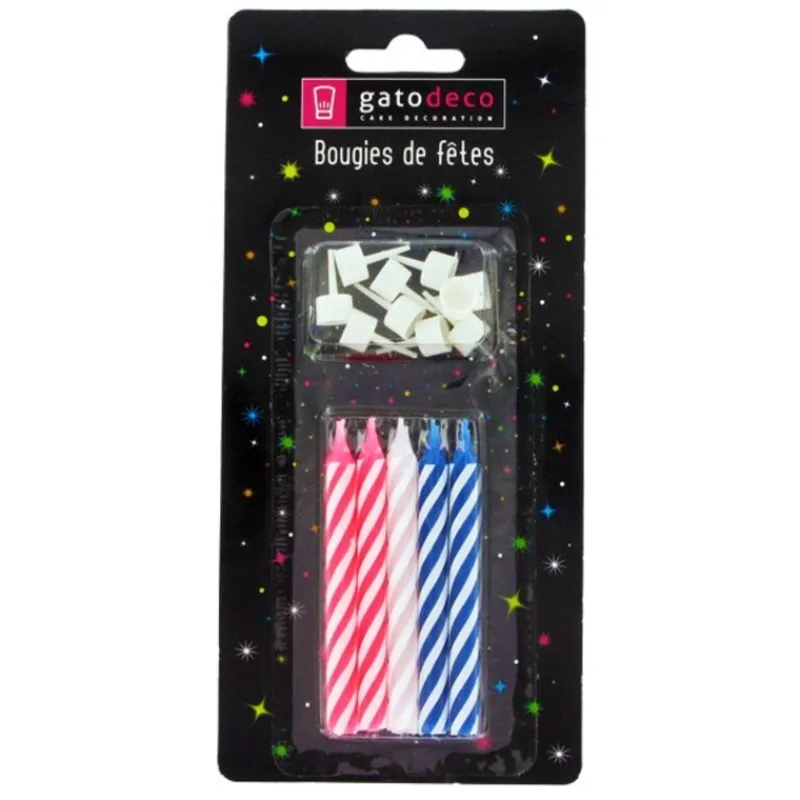 Cerf Dellier Bougies d'anniversaire 8 cm assorties (x 10)