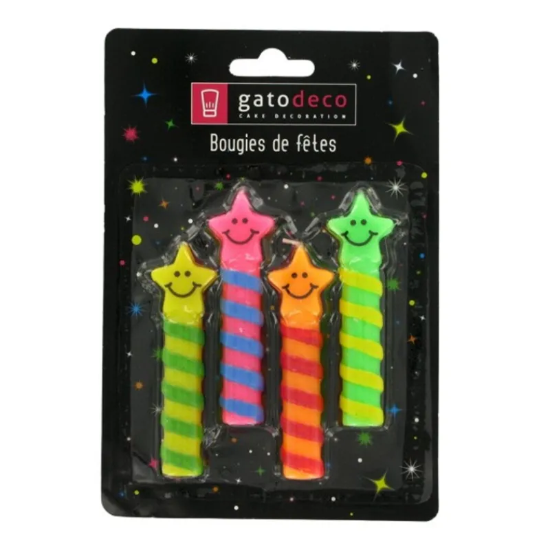 Cerf Dellier Bougies Smileys Etoiles (x 4)