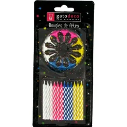 Cerf Dellier Bougies torsadées 6 cm fines assorties (x 12)