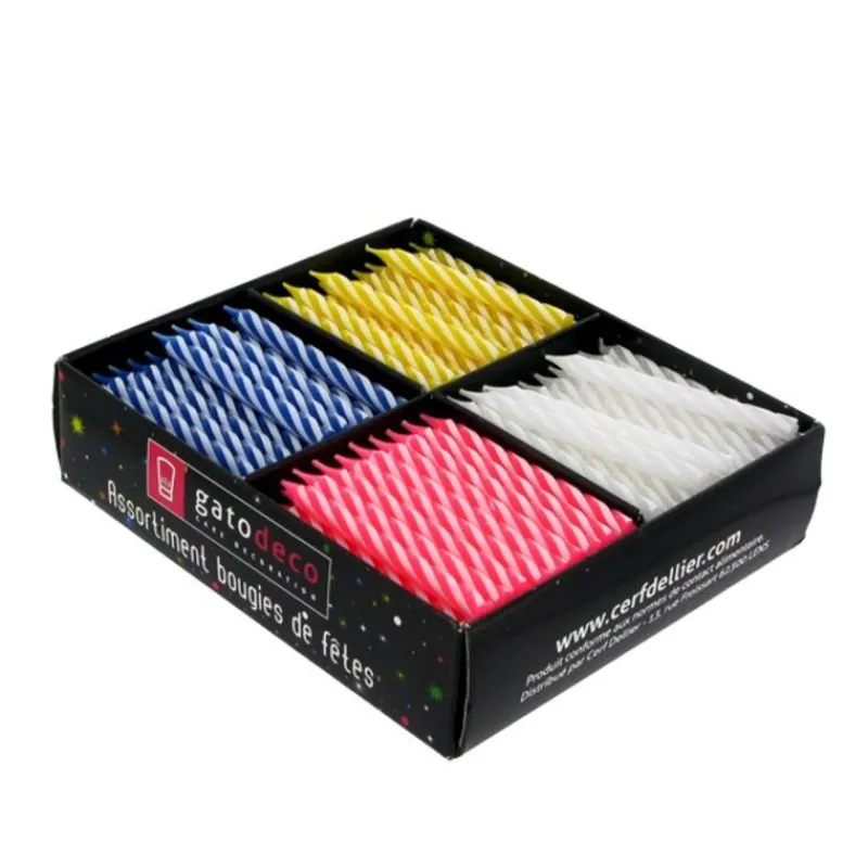 Cerf Dellier Bougies torsadées 6 cm fines assorties (x 250)