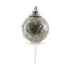 Cerf Dellier Boules de Noël argentées paillettes sur pique (x50)