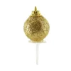 Cerf Dellier Boules de Noël dorées paillettes sur pique (x50)