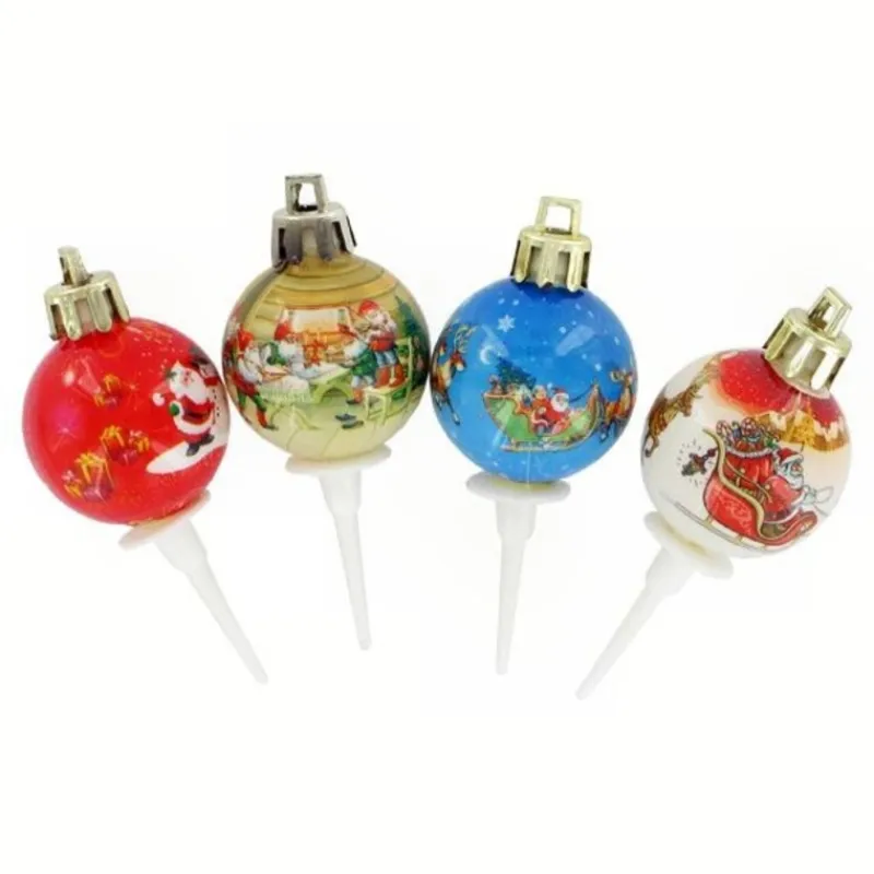 Cerf Dellier Boules de Noël rétro sur pique (x50)
