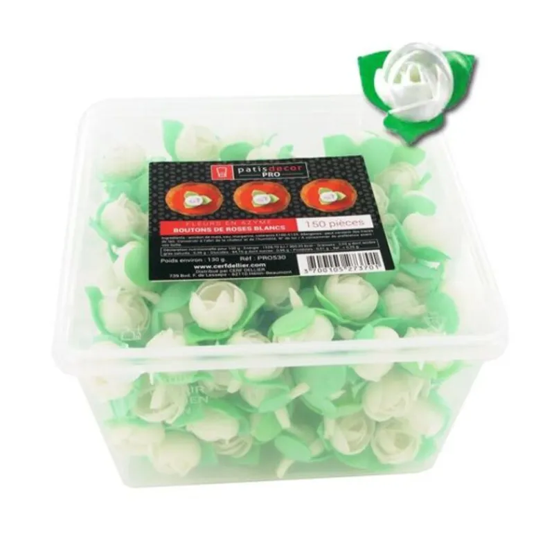 Cerf Dellier Boutons de roses blancs en azyme (x150)