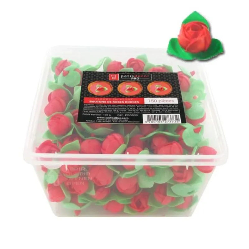Cerf Dellier Boutons de roses rouges en azyme (x150)